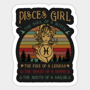 Pisces Girl The Soul Of A Witch Awesome T shirt Sticker